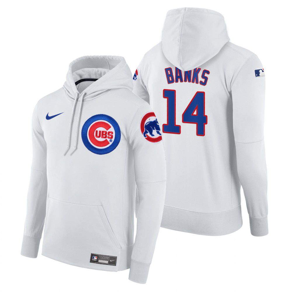 Men Chicago Cubs #14 Banks white home hoodie 2021 MLB Nike Jerseys->chicago cubs->MLB Jersey